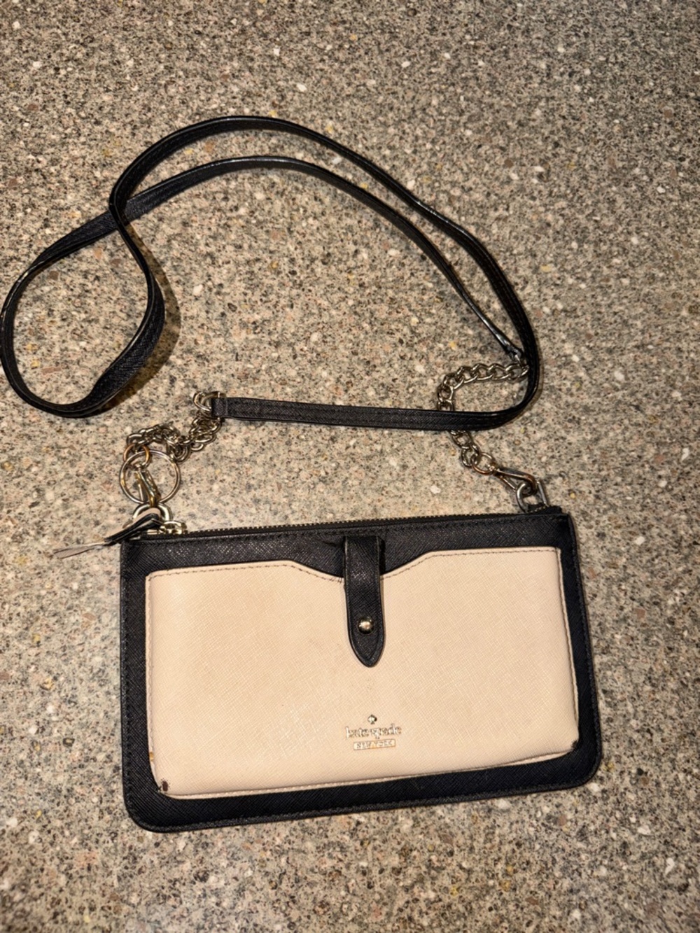 Kate Spade Two-Tone Beige and Black Crossbody Wallet Purse
